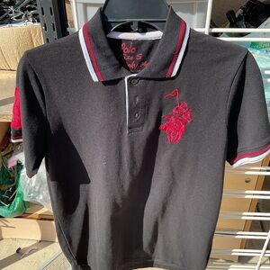 Black Polo Shirt with Red Embroidery
